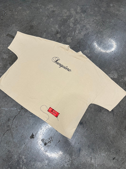 Tan oversized cursive tee