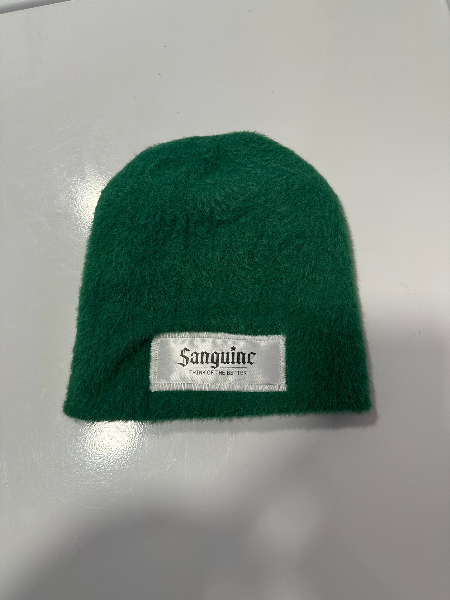 Green mohair beanie