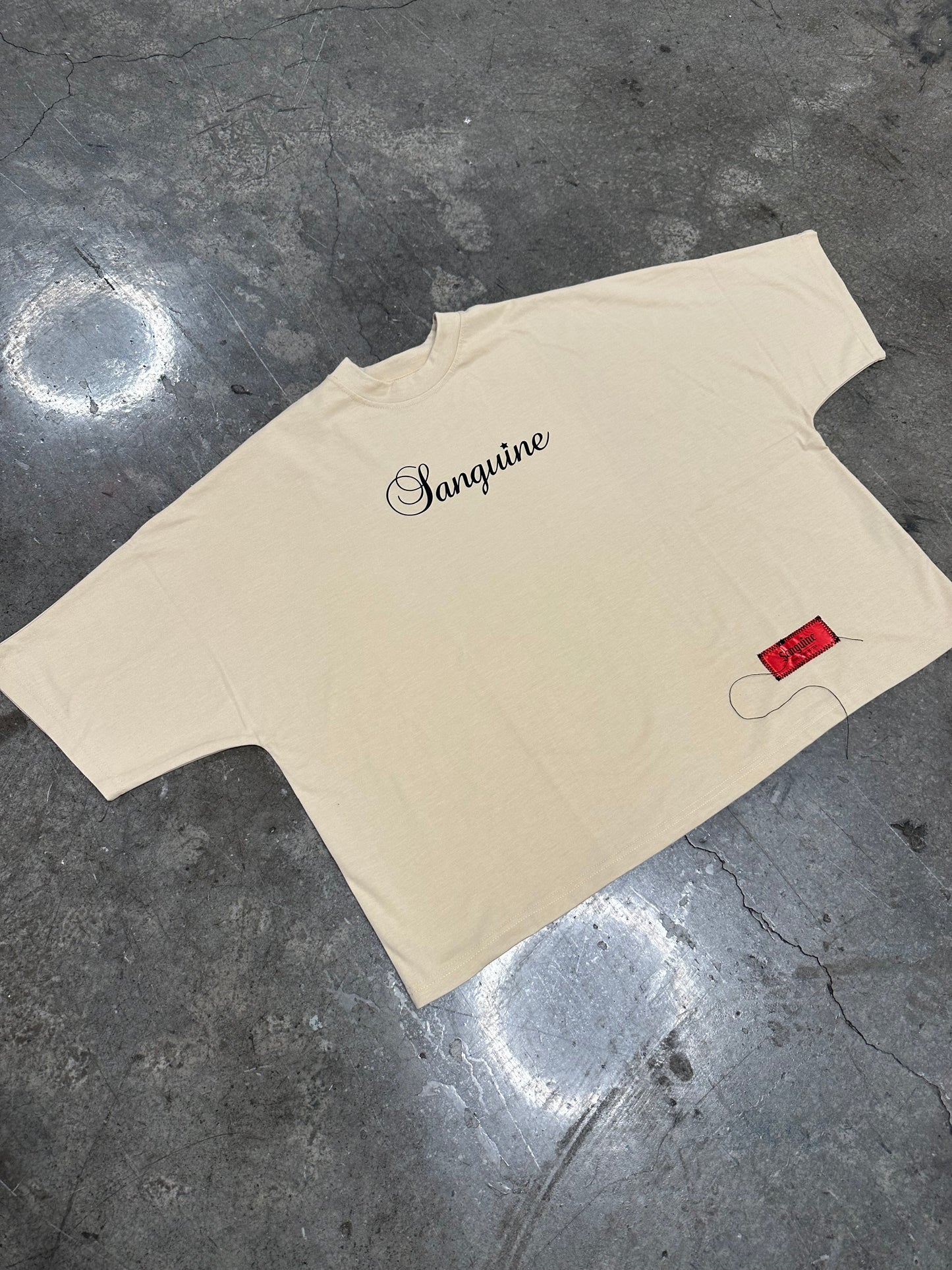 Tan oversized cursive tee