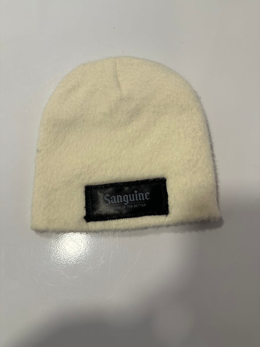 Cream black label mohair beanie