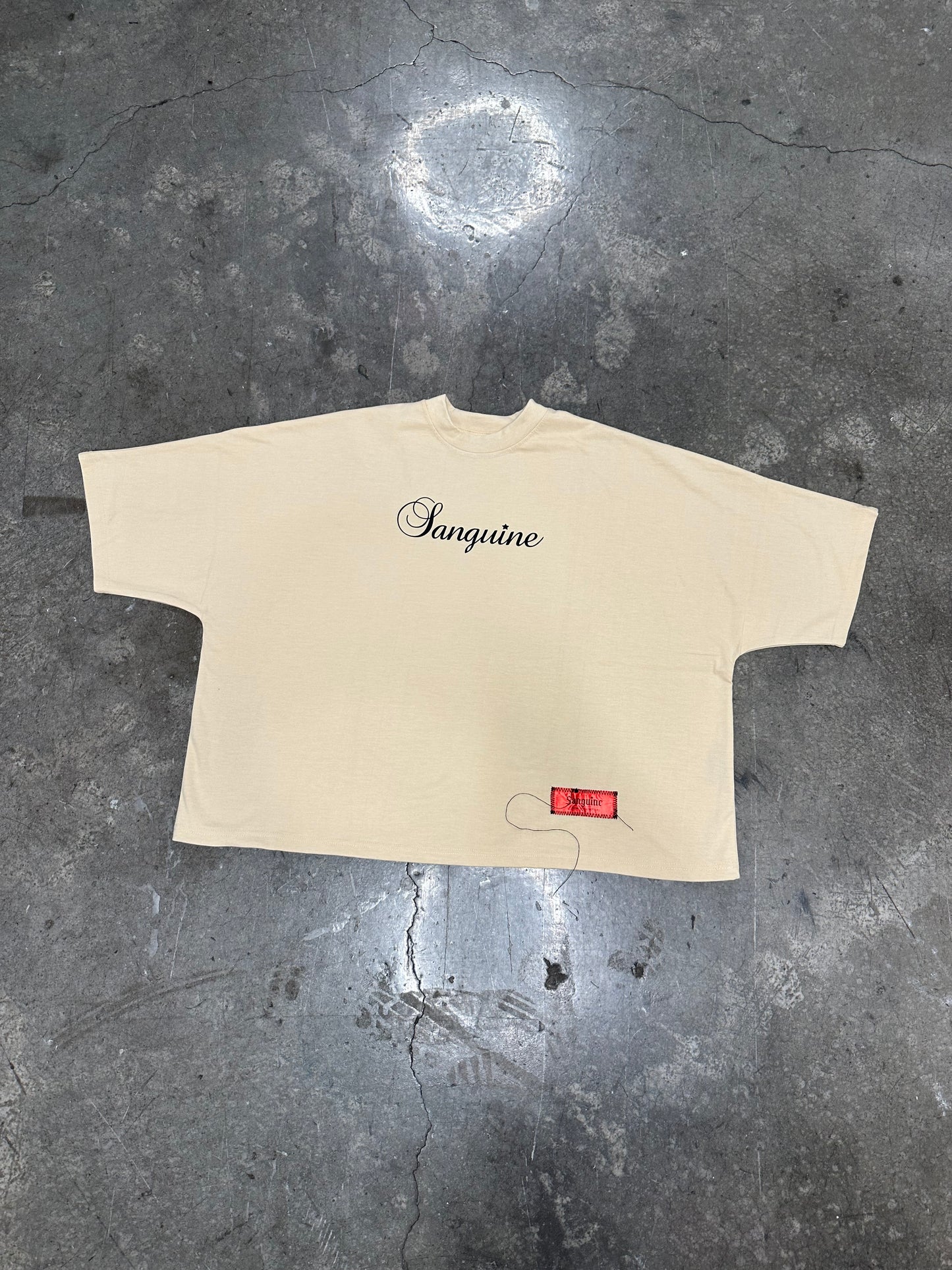 Tan oversized cursive tee