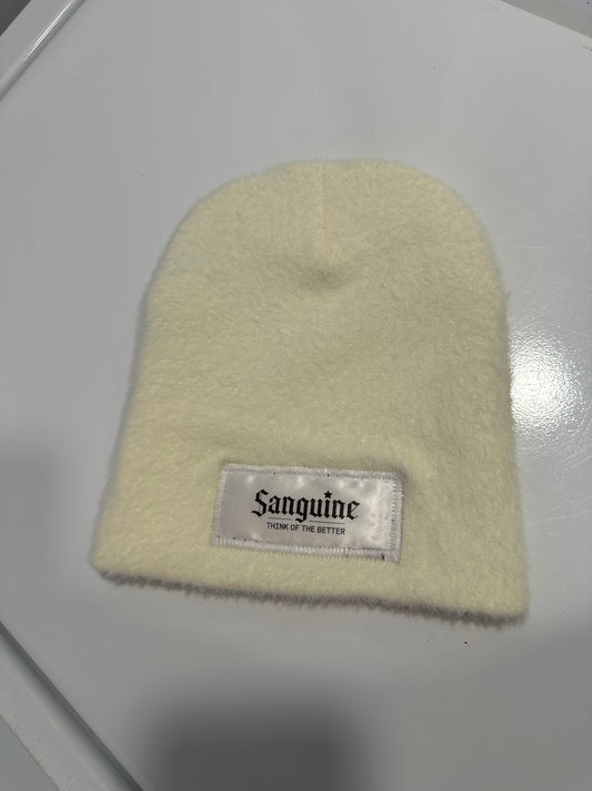 Cream white label mohair beanie