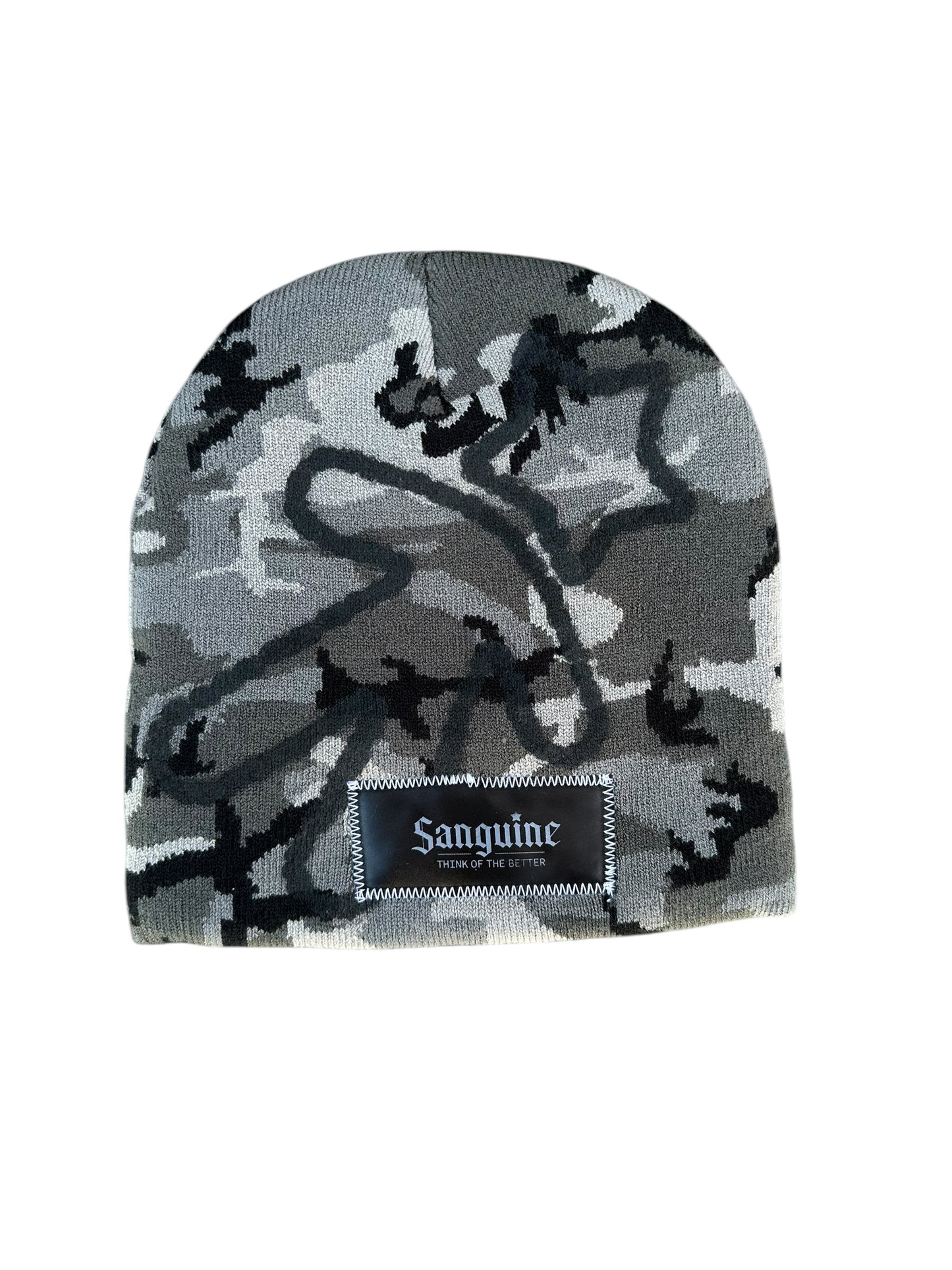 Grey Camo & Black Beanie