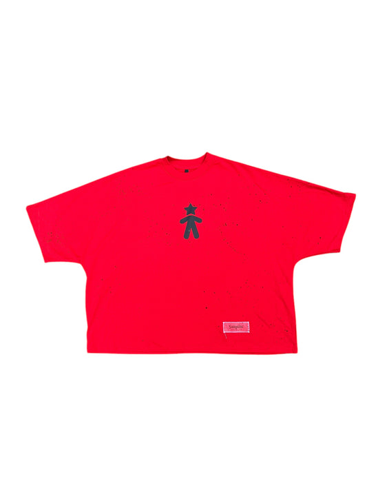 Red 2 panel boxy shirt