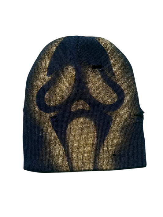 Navy blue & gold scream beanie