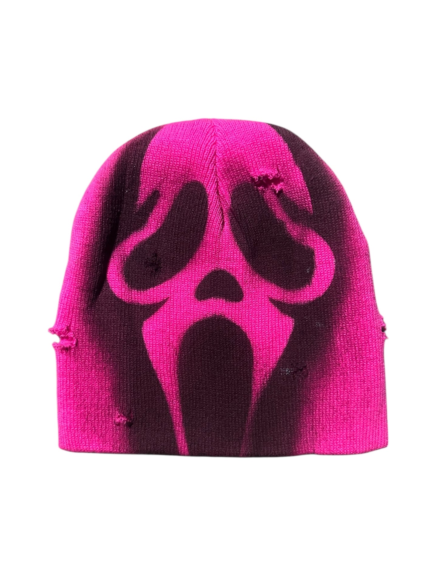 Neon pink scream beanie