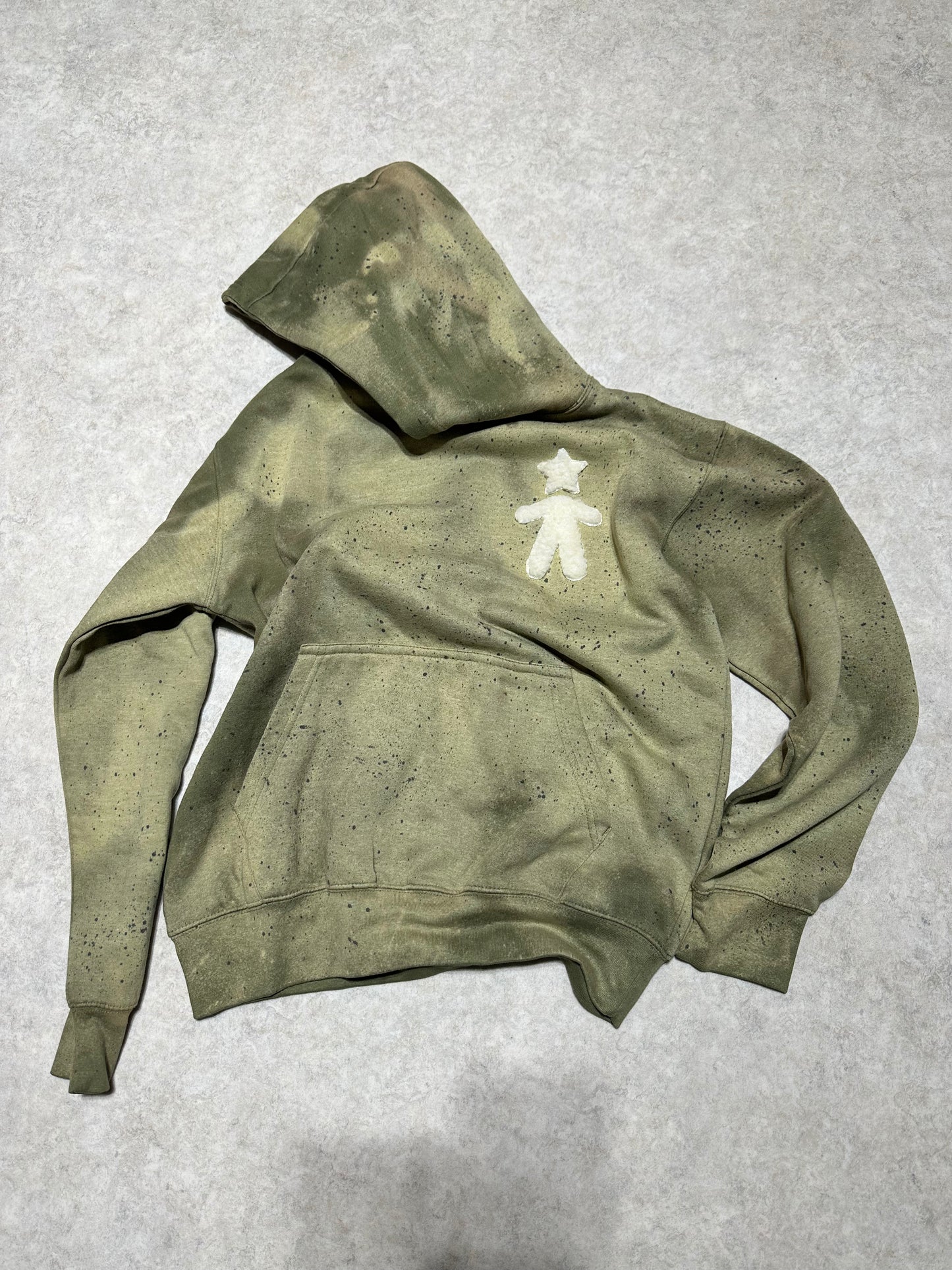 Olive Sherpa Patch Hoodie