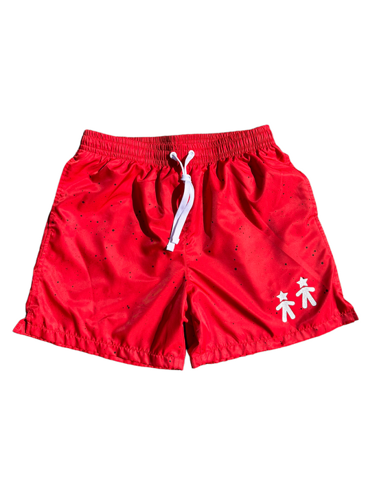 Red Nylon shorts