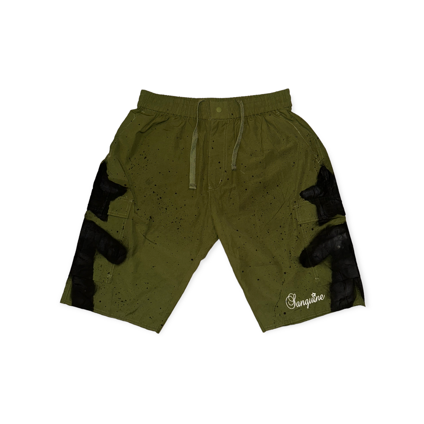 Olive Nylon Cargo Shorts